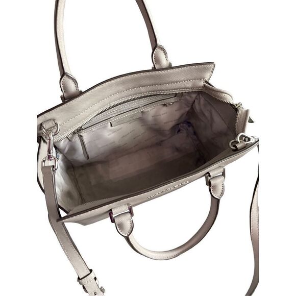 Michael Kors Selma Medium Satchel Crossbody Dark Dune Saffiano Leather - Picture 12 of 15